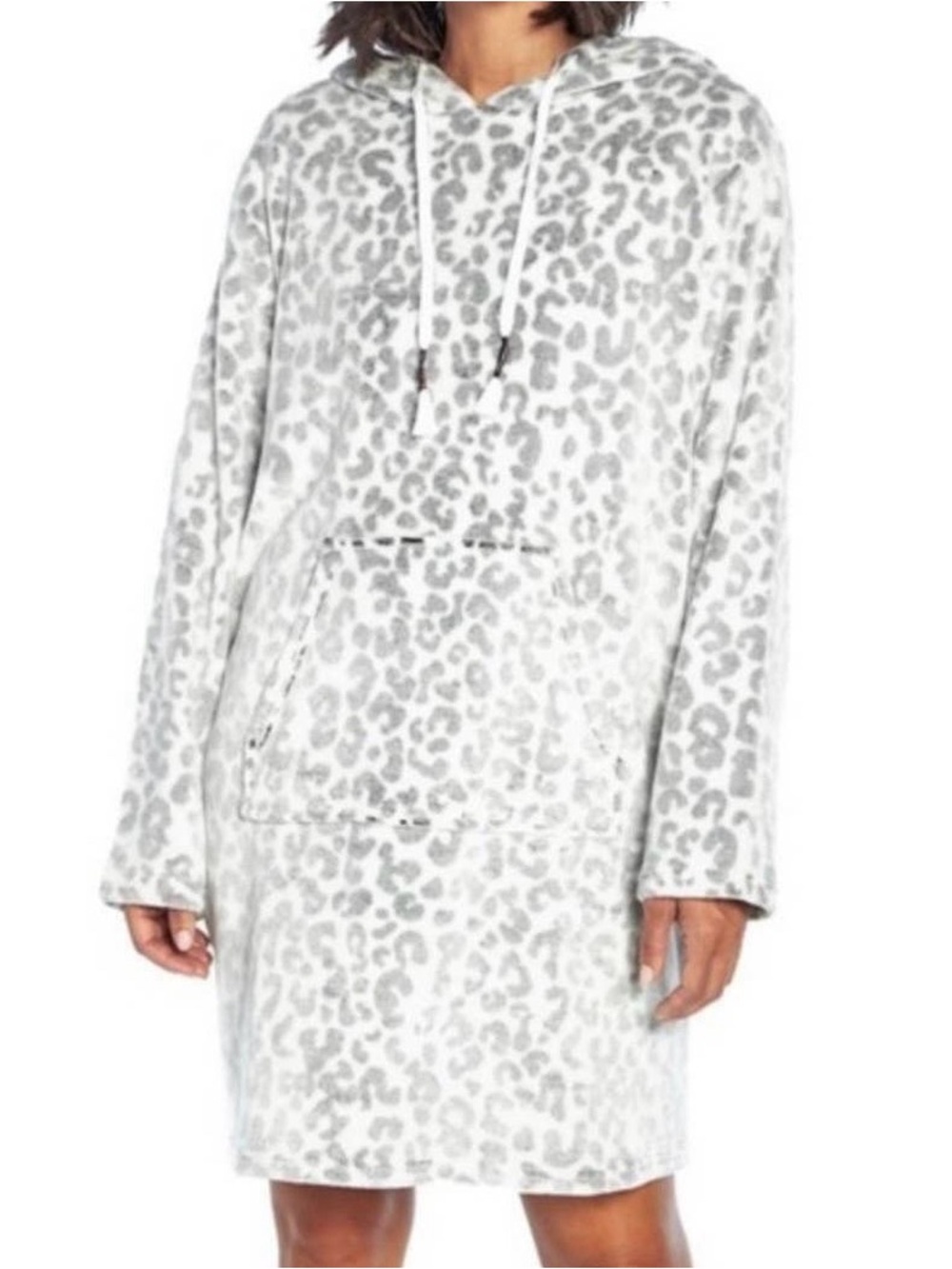 Wildfox Cozy Soft Snow Leopard Hooded Sweatshirt
